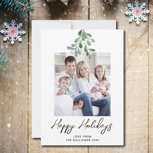 Tarjeta Festiva Felices Fiestas Verdor de Invierno Mistletoe Foto (Subido por el creador)