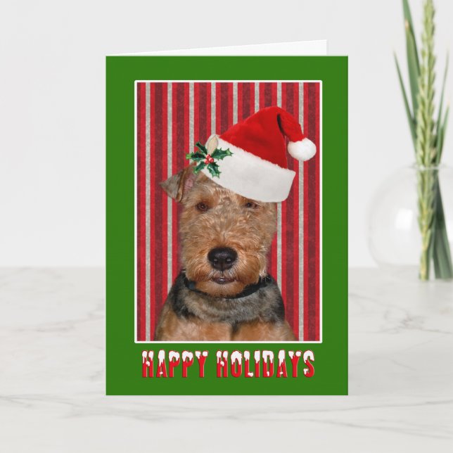 Tarjeta Festiva Felices fiestas Welsh Terrier (Anverso)
