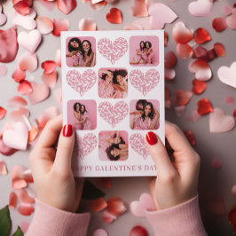 Tarjeta Festiva Felices fotos y corazones rosas galantinos