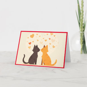 Tarjeta Festiva Felices gatos de San Valentín