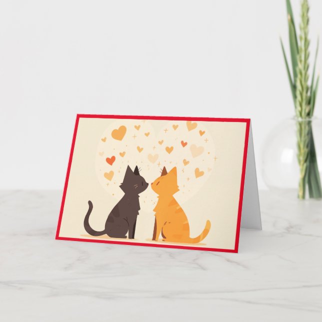 Tarjeta Festiva Felices gatos de San Valentín (Anverso)