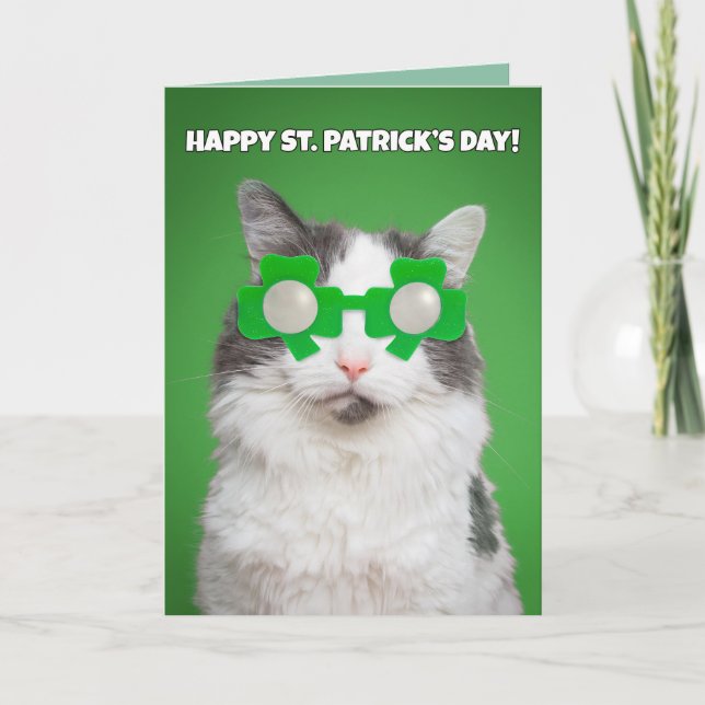 Tarjeta Festiva Felices gatos del Día de San Patricio (Anverso)