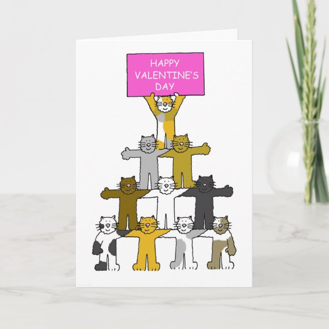 Tarjeta Festiva Felices gatos Personalizados del Día de San Valent (Anverso)