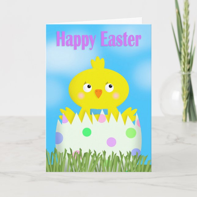 Tarjeta Festiva Felices Hatchling de Chick Cute de Pascua (Anverso)