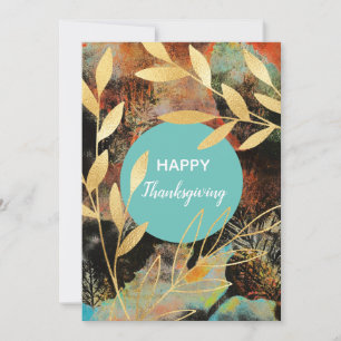 Tarjeta Festiva Felices hojas de otoño abstractas de Acción de Gra
