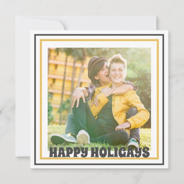 Tarjeta Festiva Felices holigays, Navidades LGBTQ (Anverso)