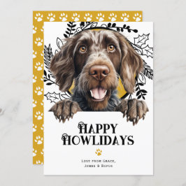 Tarjeta Festiva Felices Howlidays Alemán Cableado Perro de Puntero