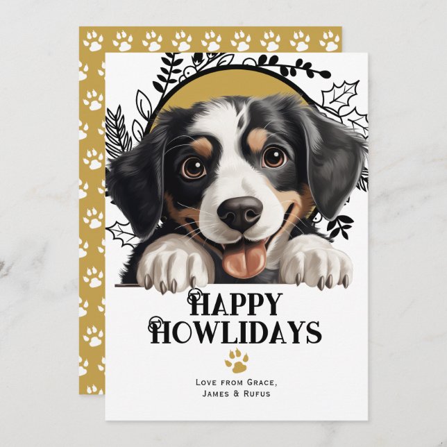 Tarjeta Festiva Felices Howlidays Appenzeller Sennenhund Dog (Anverso / Reverso)