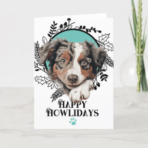 Tarjeta Festiva Felices Howlidays Australian Cattle Dog Navidades