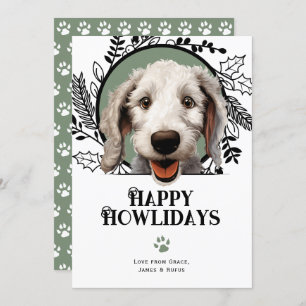 Tarjeta Festiva Felices Howlidays Bedlington Terrier Dog Navidades