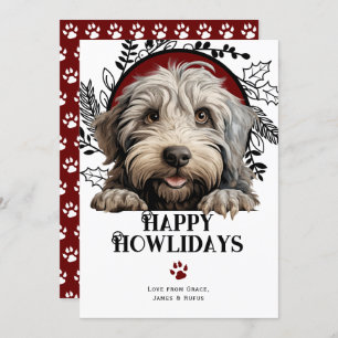 Tarjeta Festiva Felices Howlidays Bergamasco Dog Navidades
