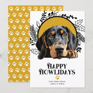 Tarjeta Festiva Felices Howlidays Black Tan Coonhound Dog Navidade