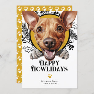 Tarjeta Festiva Felices Howlidays Cirneco dell'Etna Dog Navidades