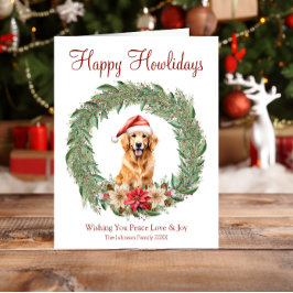 Tarjeta Festiva Felices Howlidays Cute Golden Retriever Dog