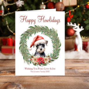 Tarjeta Festiva Felices Howlidays Cute Ministra Schnauzer Dog