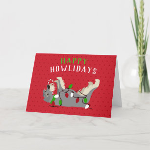 Tarjeta Festiva Felices HOWLidays Cute Schnauzer Navidades