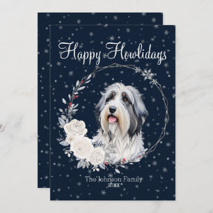 Tarjeta Festiva Felices Howlidays Cute Sheep Dog