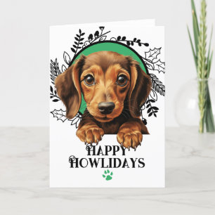 Tarjeta Festiva Felices Howlidays Dachshund Weiner Dog Navidades