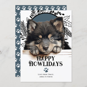 Tarjeta Festiva Felices Howlidays Finlandés Lapphund Dog Navidades
