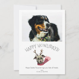 Tarjeta Festiva Felices Howlidays | Foto de Mascota de perro de Cu