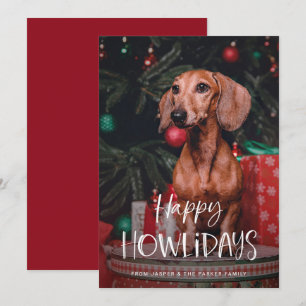 Tarjeta Festiva Felices Howlidays   Foto de Navidades de perro Mas