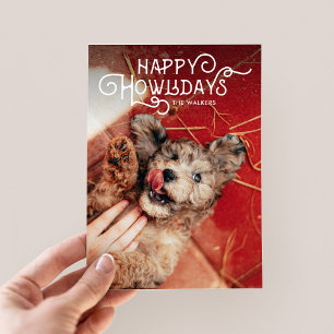 Tarjeta Festiva Felices Howlidays   Foto Mascota
