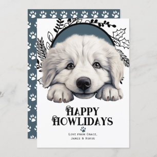 Tarjeta Festiva Felices Howlidays gran pyrenees Dog