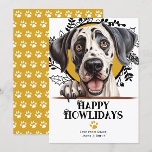 Tarjeta Festiva Felices Howlidays Great Dane Dog Navidades