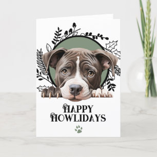 Tarjeta Festiva Felices Howlidays Navidades de Bulldog de foso ame