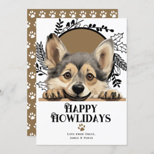 Tarjeta Festiva Felices Howlidays Navidades suecos de perros vallh