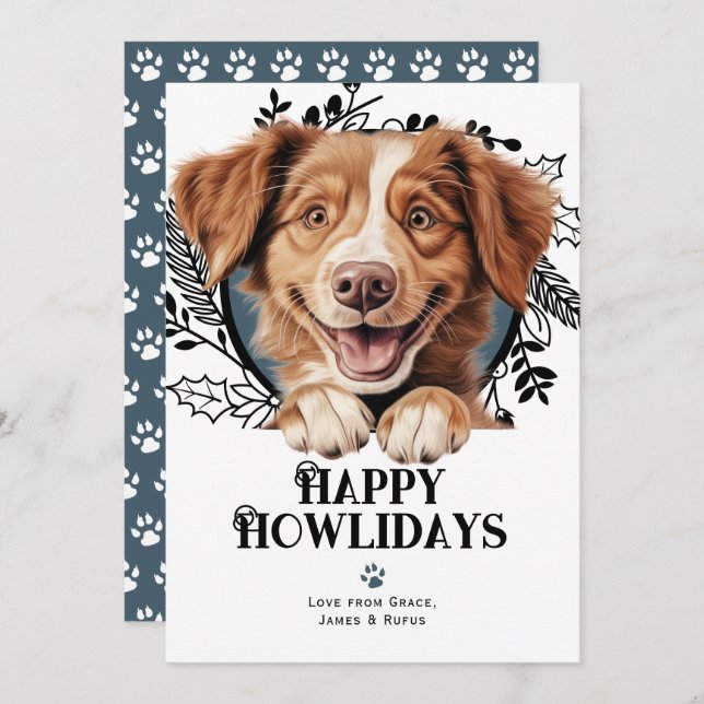 Tarjeta Festiva Felices Howlidays New Scotia Duck Tolever (Anverso / Reverso)