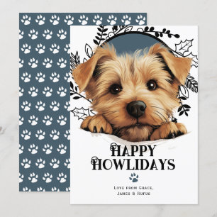 Tarjeta Festiva Felices Howlidays Norfolk Terrier Dog