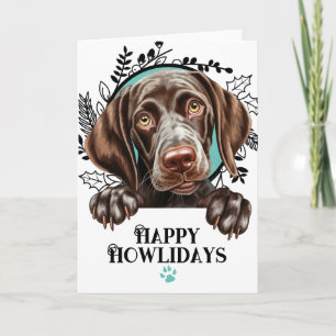 Tarjeta Festiva Felices Howlidays Pointer Alemán de Pelo Corto