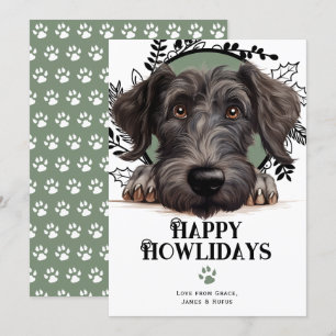Tarjeta Festiva Felices Howlidays Scottish Deerhound Dog Navidades