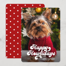 Tarjeta Festiva Felices Howlidays Simple Fun Modern Photo Dog