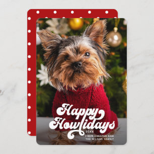 Tarjeta Festiva Felices Howlidays Simple Fun Modern Photo Dog