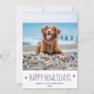 Tarjeta Festiva Felices Howlidays Simple Mascota Perro Foto