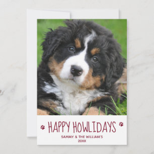 Tarjeta Festiva Felices Howlidays Simple Mascota Perro Foto