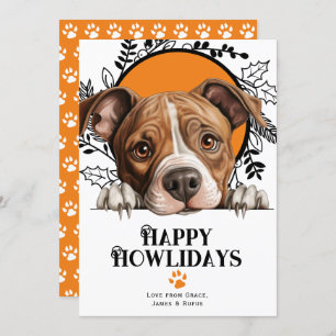 Tarjeta Festiva Felices Howlidays Staffordshire Terrier Dog