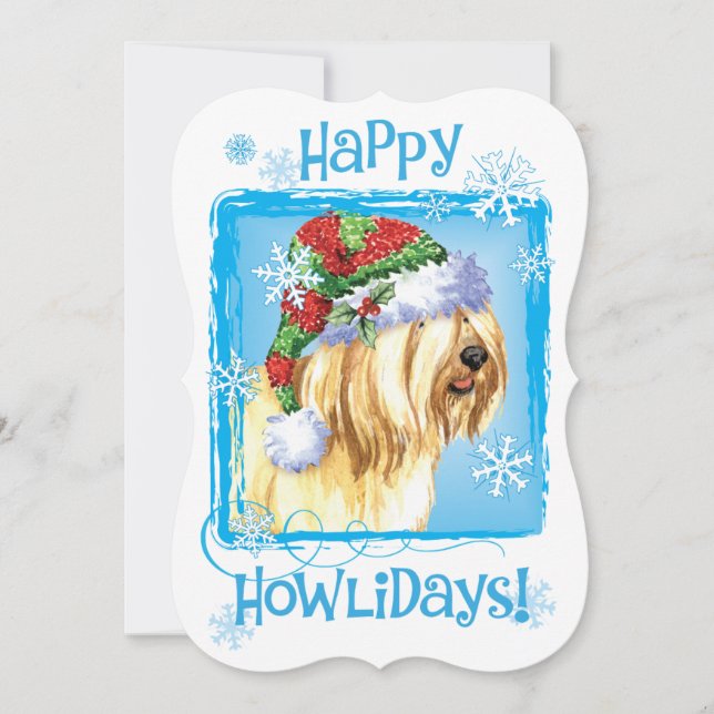 Tarjeta Festiva Felices Howlidays Tibeter Terrier (Anverso)