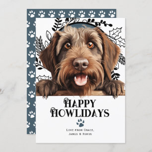 Tarjeta Festiva Felices Howlidays Wirehaded Pointing Griffon Dog