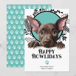 Tarjeta Festiva Felices Howlidays Xoloitzcuintli Dog Navidades