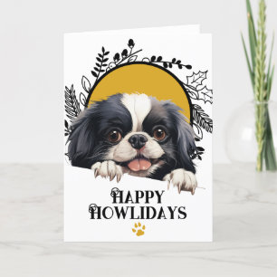 Tarjeta Festiva Felices jornadas de Navidades de perros chinos jap