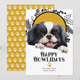 Tarjeta Festiva Felices jornadas de Navidades de perros chinos jap