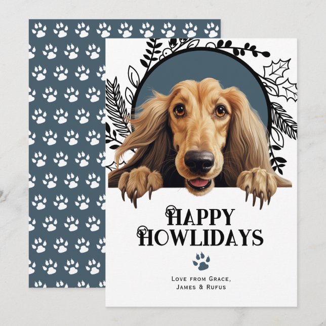 Tarjeta Festiva Felices jornadas de Navidades de perros de los sab (Anverso / Reverso)