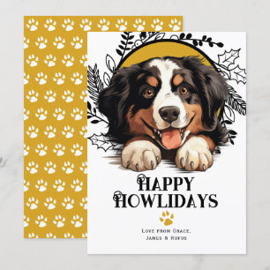 Tarjeta Festiva Felices jornadas de Navidades de perros de montaña