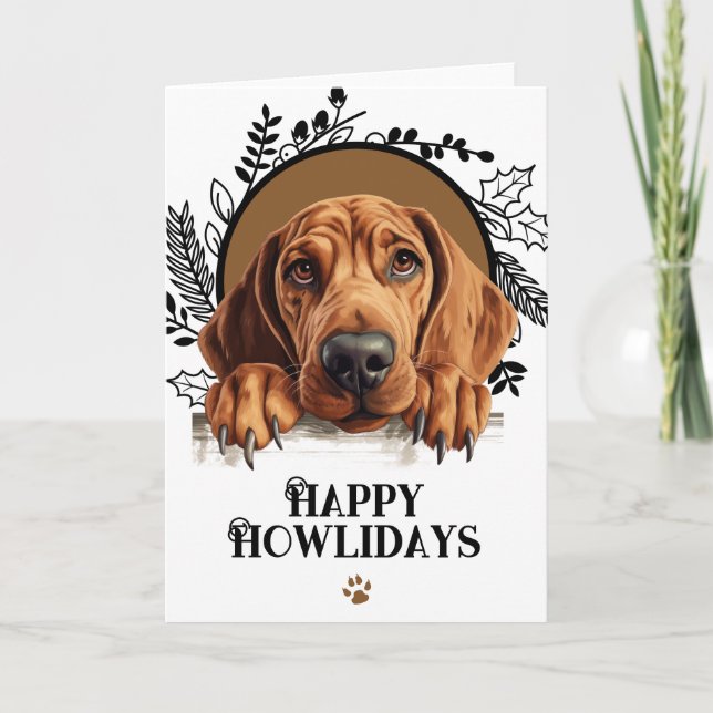 Tarjeta Festiva Felices jornadas de Navidades de perros de secuoya (Anverso)