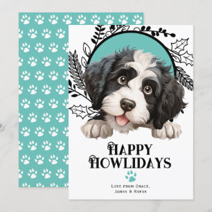 Tarjeta Festiva Felices jornadas de Navidades portugueses de perro