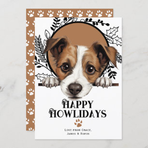 Tarjeta Festiva Felices jornadas Jack Russell Terrier Dog Navidade