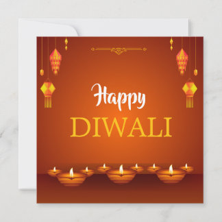 Tarjeta Festiva Felices linternas de Diwali y saludos de los diyas